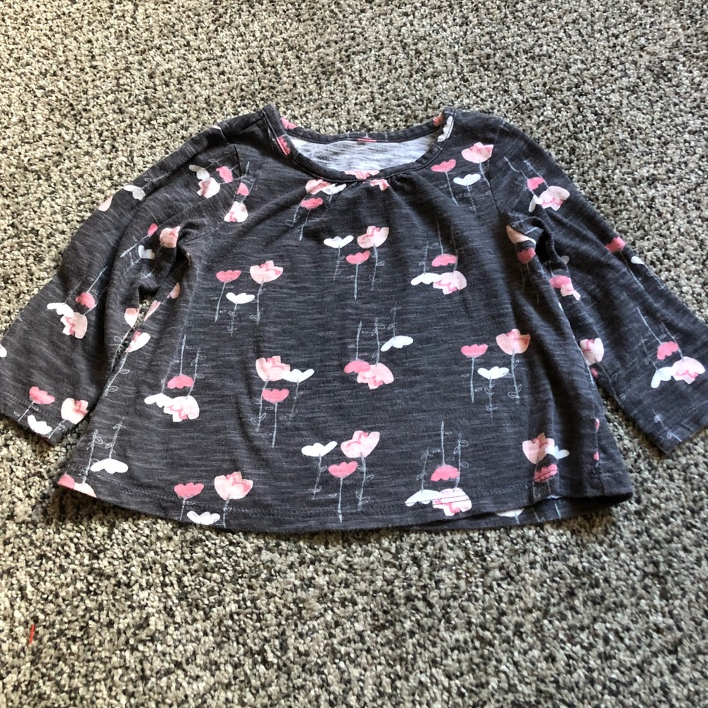 Jumping Beans 12 months gray/pink l/s shirt